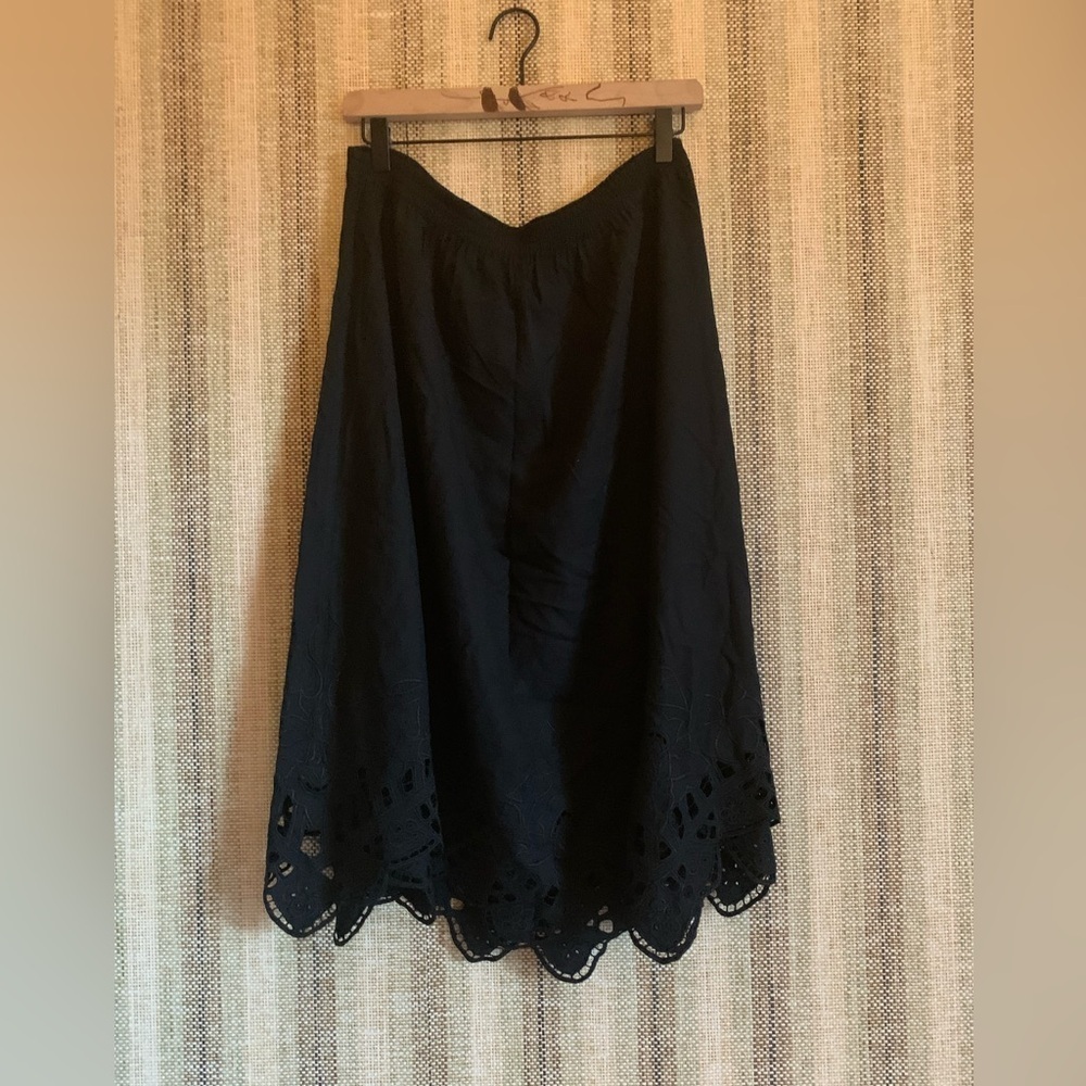 Bali Emerald Long Length Skirt Vintage Black Women One Size Medium Lace Maxi